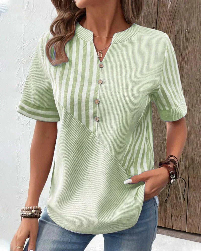 Kvinnors Blus | Randig Patchworkdesign