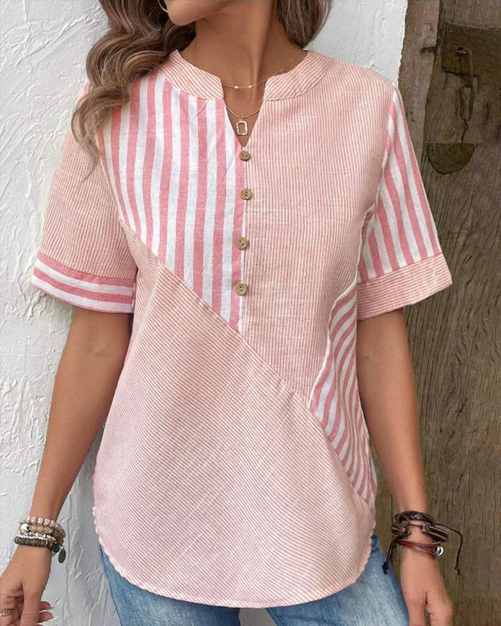 Kvinnors Blus | Randig Patchworkdesign