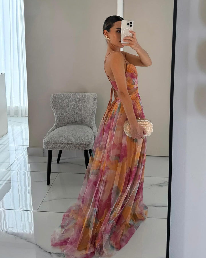 Kvinnors Klänning | V-ringad Fitted Bodice Maxi