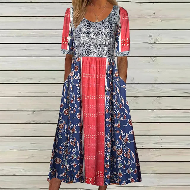 Kvinnors Klänning | Boho Tryck Midi
