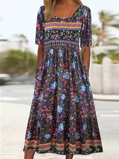 Kvinnors Klänning | Boho Tryck Midi