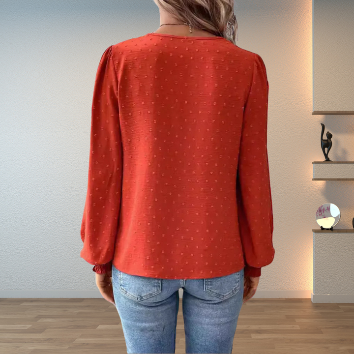 Kvinnors Blus | V-Hals med Guipure Spets