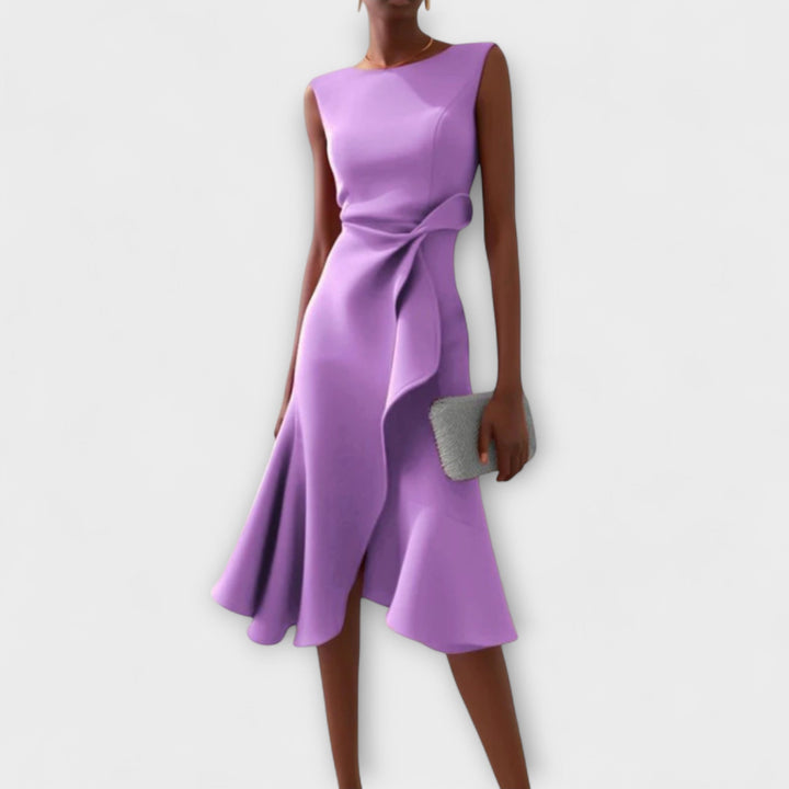Kvinnors Cocktail Midi Klänning | Asymmetrisk Ärmlös