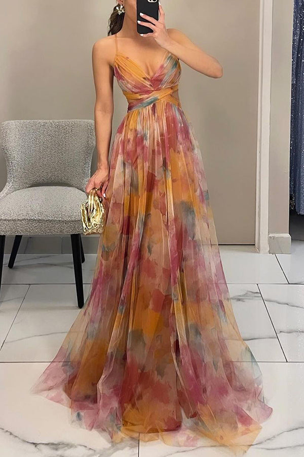 Kvinnors Klänning | V-ringad Fitted Bodice Maxi