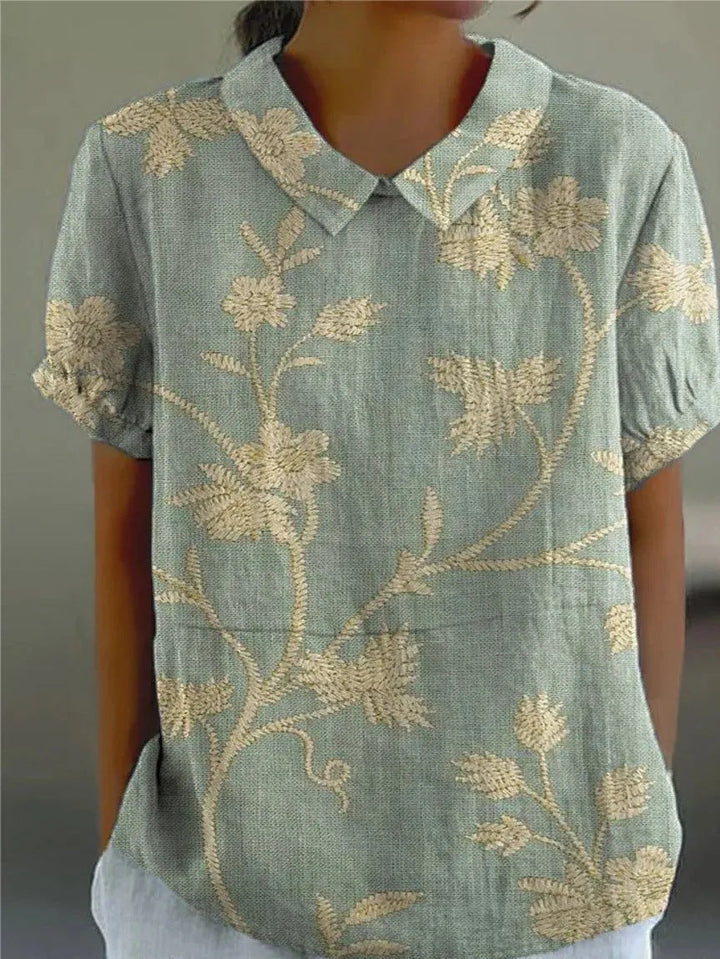 Kvinnors Blus | Blommig med Spetskrage