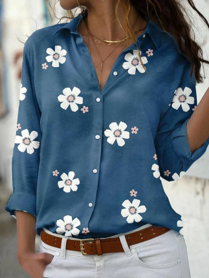 Damblus | Blommönster med knäppning fram