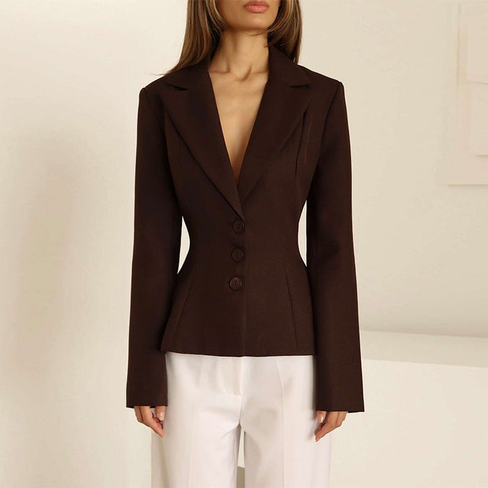Dam Tailored Blazer med Bred Revers och Knappstängning