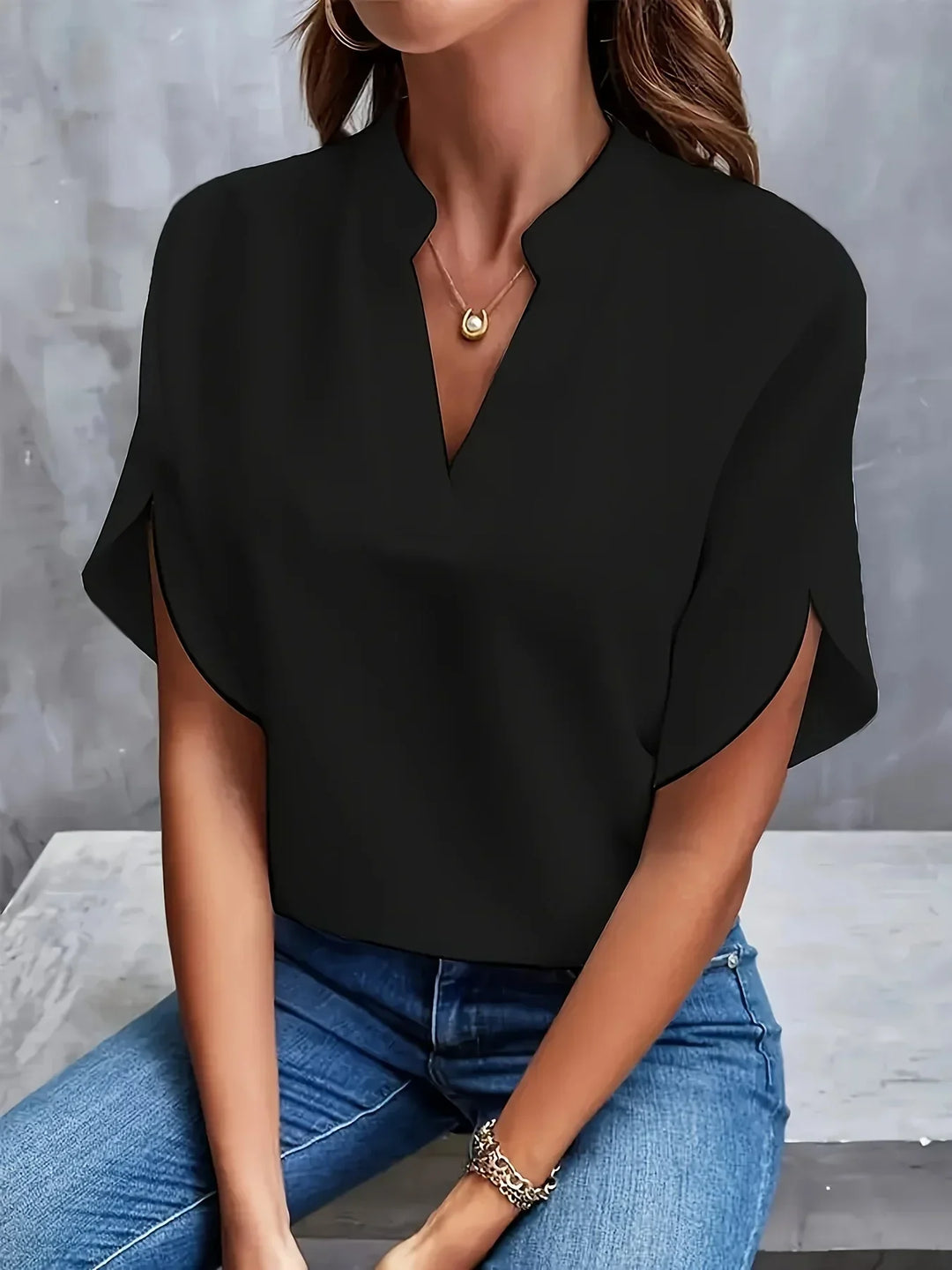 Kvinnors Blus | V-Hals med Skräddarsydd Design