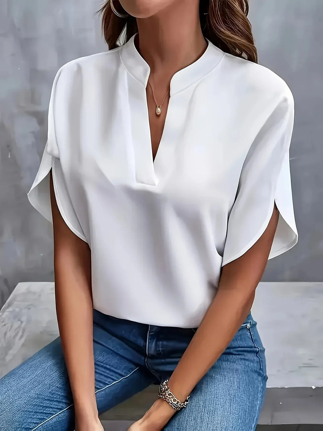 Kvinnors Blus | V-Hals med Skräddarsydd Design