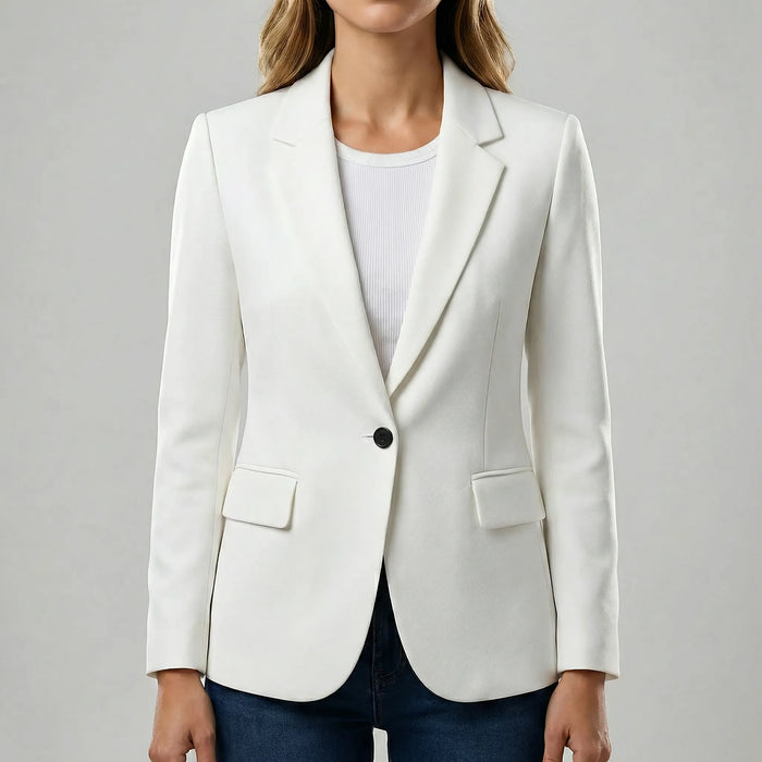 Dam Stretchblazer med En Knapp Och Figursydd Passform