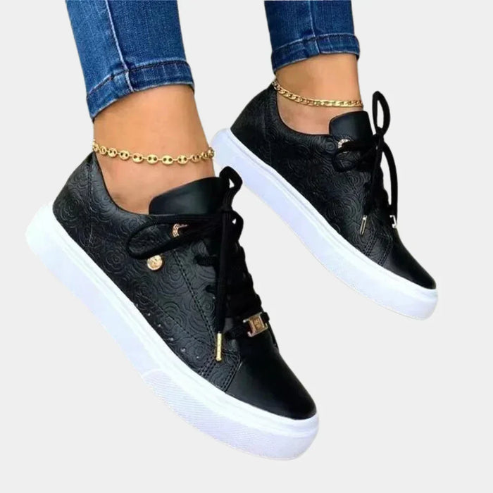 Dam Sneakers med Plattformsula och Snörning