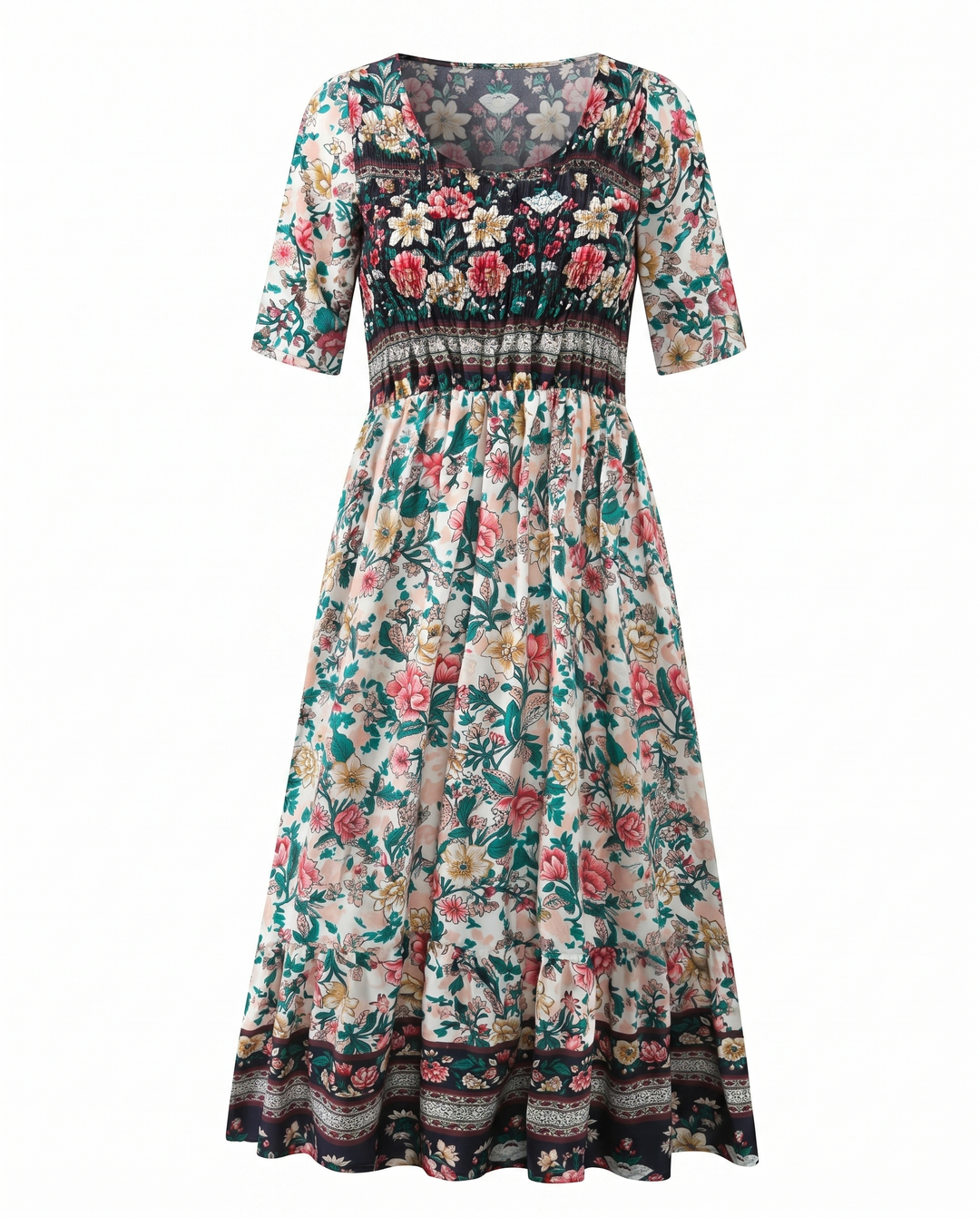 Kvinnors Klänning | Boho Tryck Midi